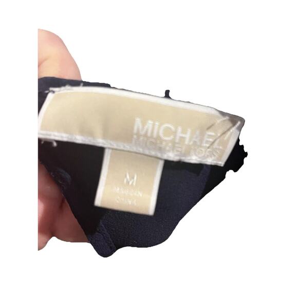 Michael Kors M round neck blouse with bell sleeves and gold grommets - Picture 6 of 7